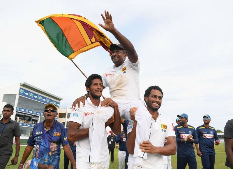 Rangana Herath got a memorable lap of honour from the Sri Lankan players