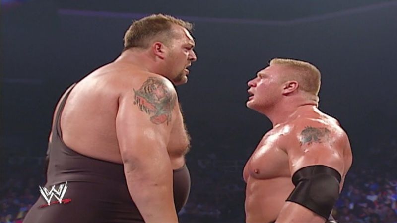 Brock Lesnar confronts the Big Show