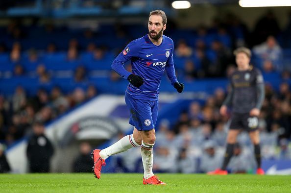 CNew signing Gonzalo Higuain in action for Chelsea
