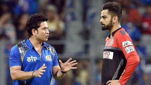 Sachin Tendulkar and Virat Kohli during IPL