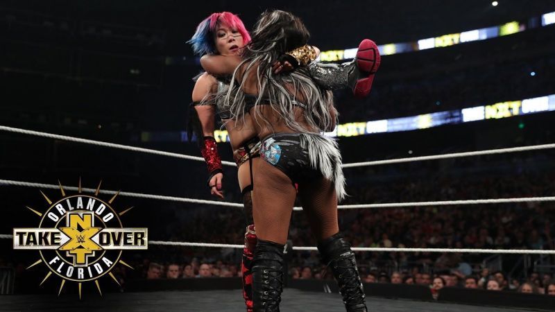 Ember Moon nails an exploder suplex on Asuka at Takeover: Orlando