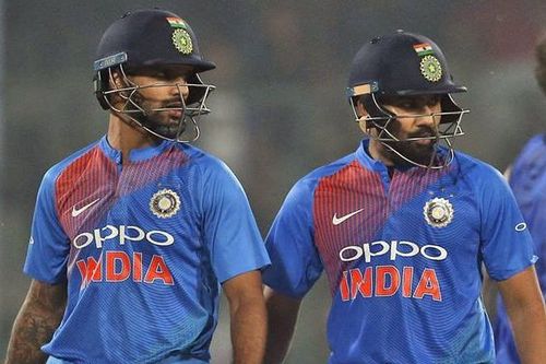 Shikhar Dhawan (L) and Rohit Sharma