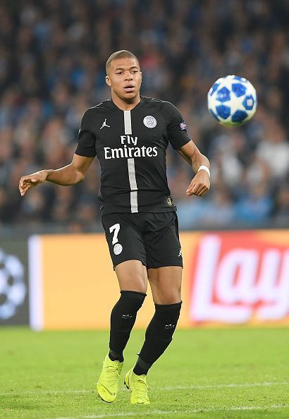 Mbappe in action for Paris Saint-Germain - UEFA Champions League
