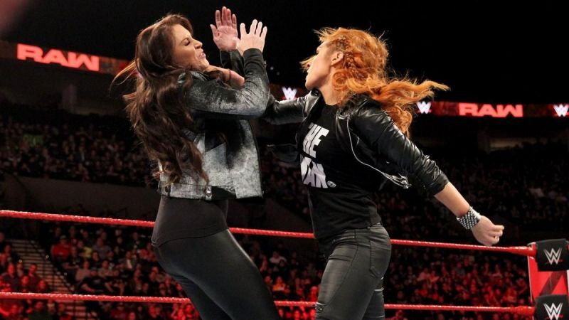 Becky Lynch challenges Stephanie McMahon.