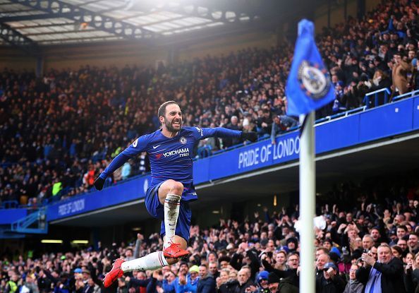 Higuain celebrates after scoring a brace .