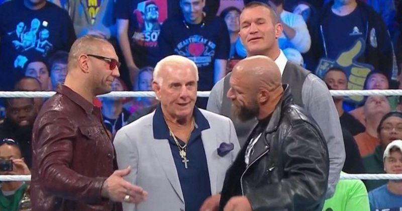 The Evolution reunion on SmackDown 1000