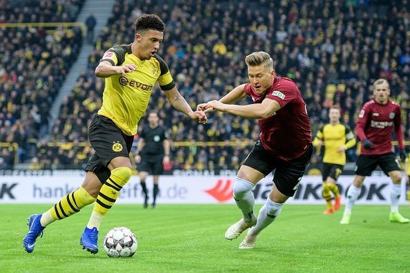 Sancho has great close control and brilliant dribbling technique