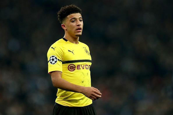 Jadon Sancho in action against Tottenham Hotspur