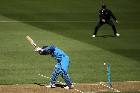 Dhoni was bowled by Boult, leaving India at 18 for 4