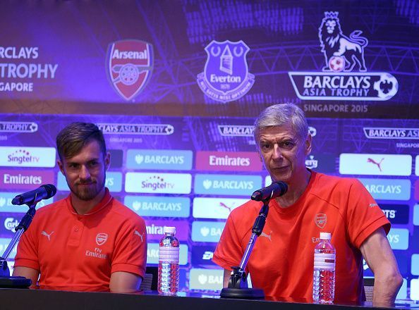 Aaron Ramsey (L) and Arsene Wenger