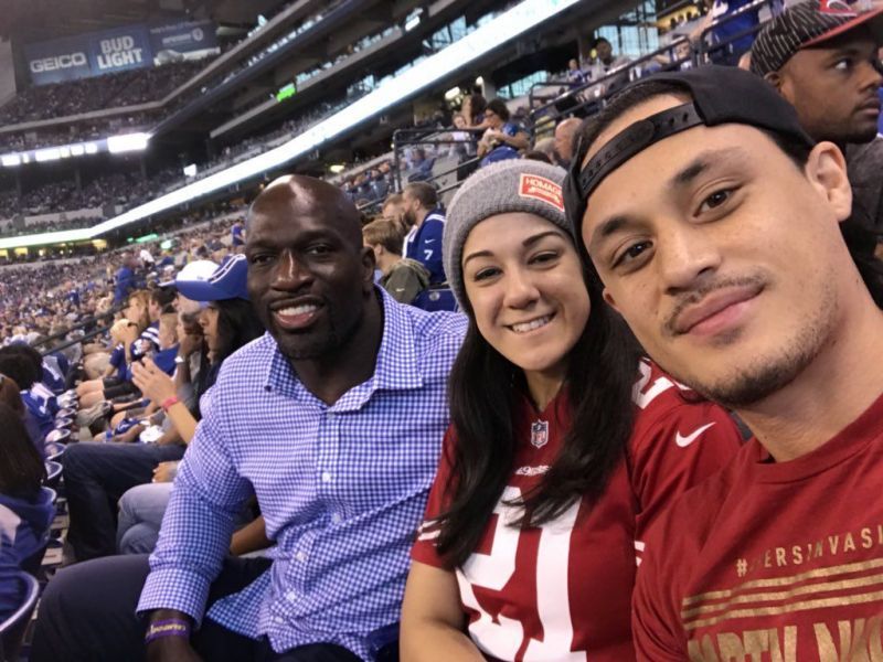 Bayley attended an Indianapolis Colts' game to cheer on the 49ers.