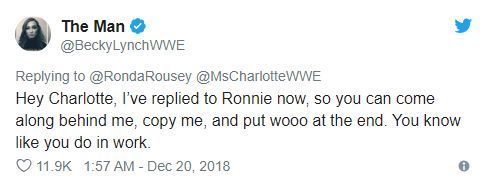 Becky moving on to Charlotte after destroying Ronda on Twitter