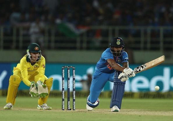 KL Rahul batting during India v Australia - T20I: Game 1