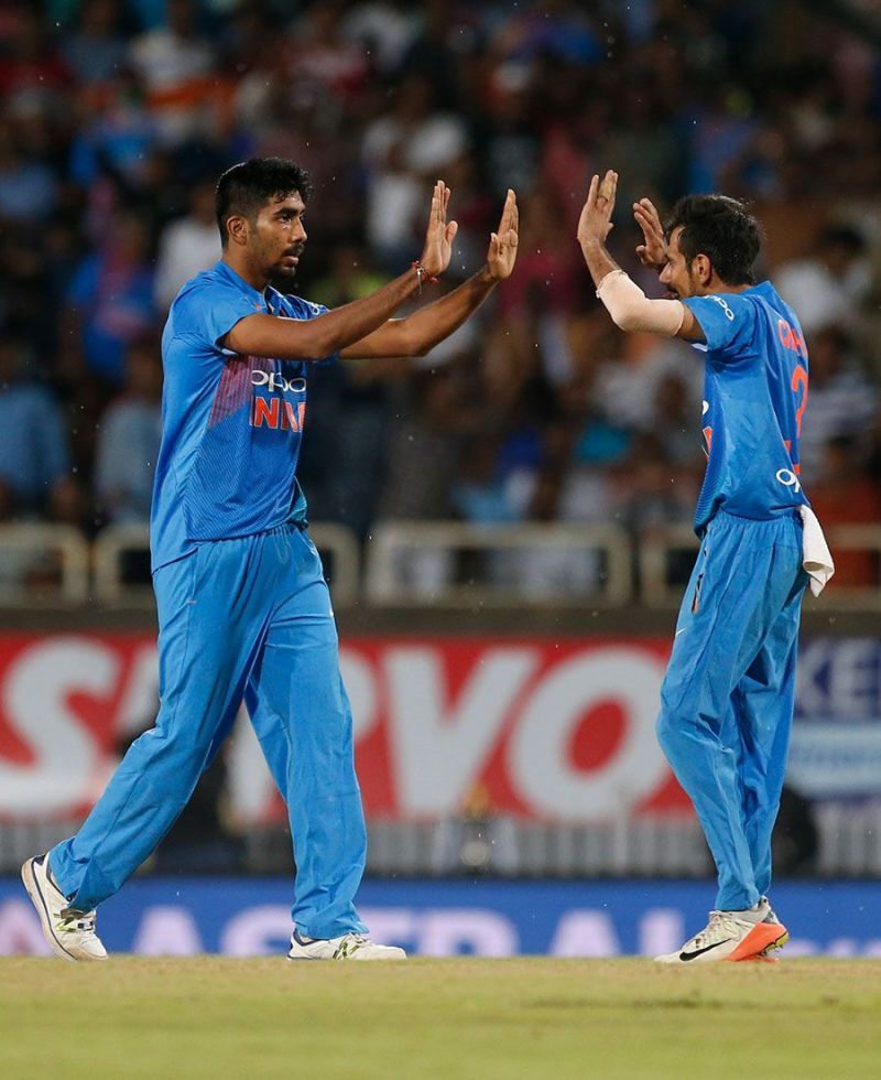 Jasprit Bumrah (L) and Yuzvendra Chahal