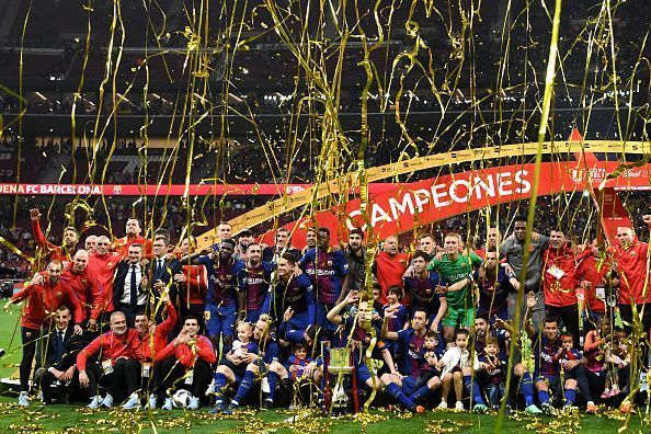 Barcelona celebrate their Copa Del Rey 2018 title. Who thought they could win this when the season started?