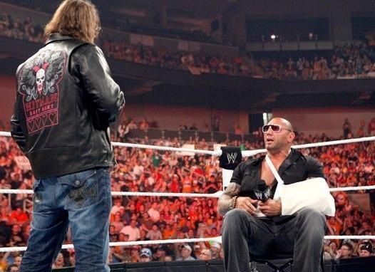 Batista tried to convince Bret to grant him a rematch against Cena