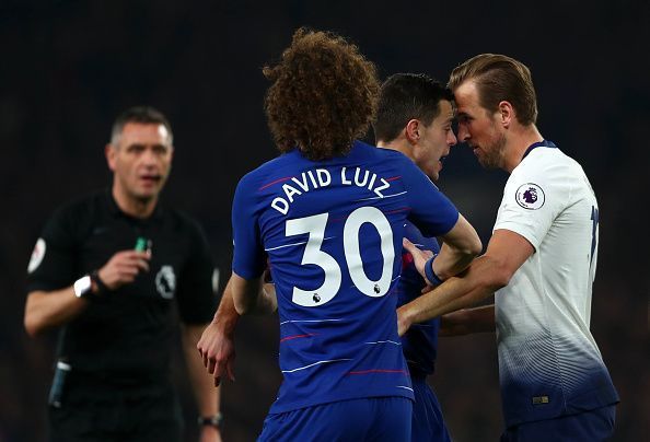 Kane was spotted clashing heads with Azpilicueta