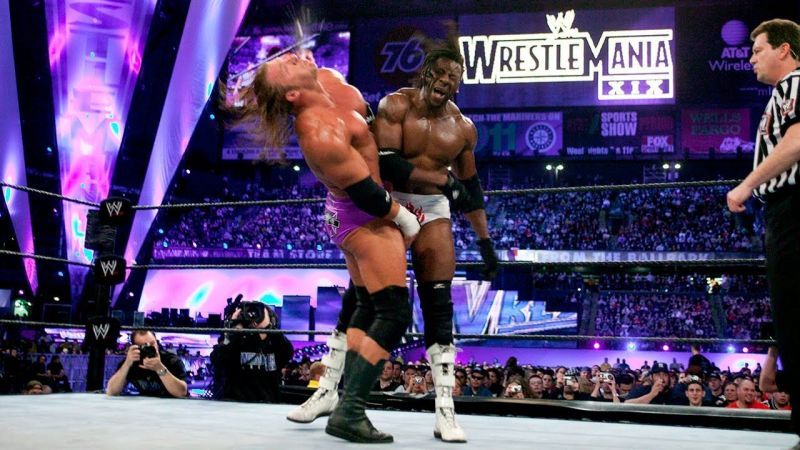 Image result for booker t vs triple h wrestlemania 19