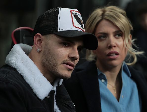 Icardi was benched in the Europa League for Inter; pictured with his controversial wife Wanda