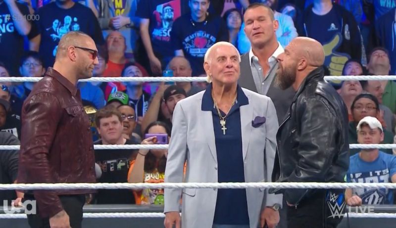 The Evolution had a normal reunion on the 1000th episode of Smackdown