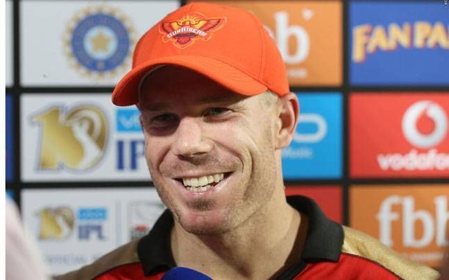 Warner wearing the Orange Cap during IPL 2017