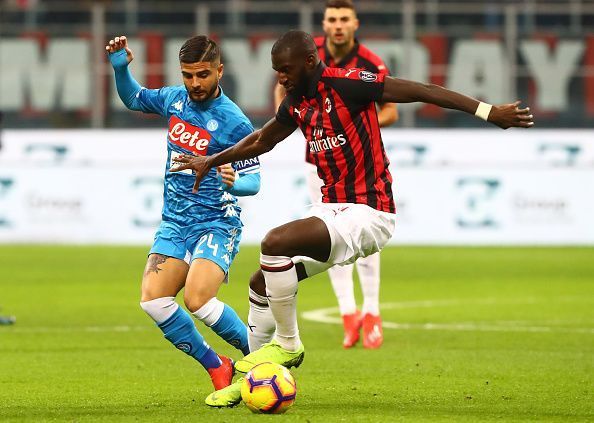 Bakayoko (R) in action against Napoli