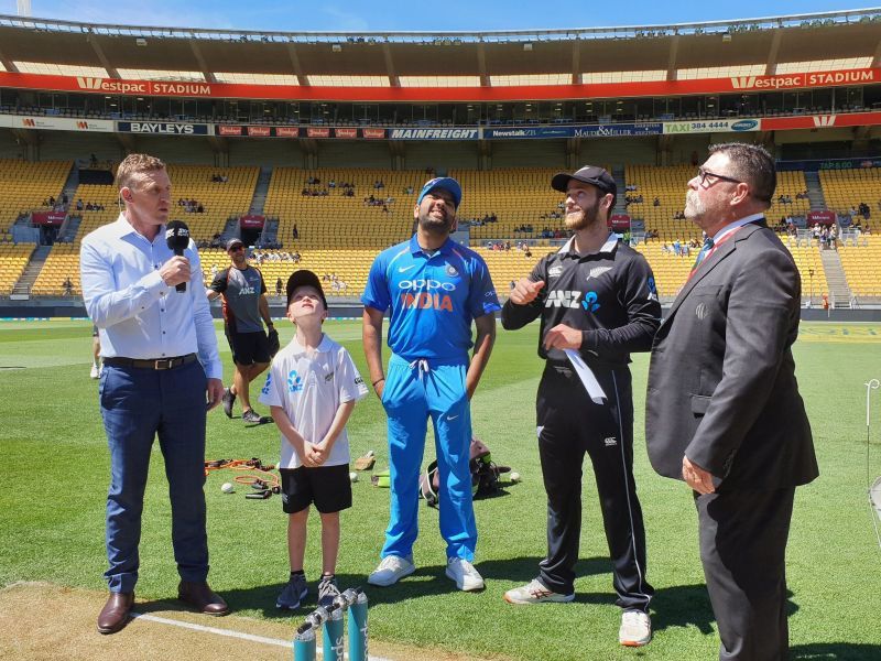 Two team captains during toss