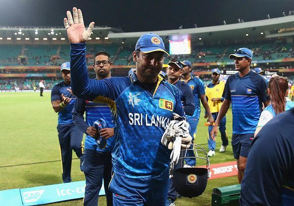 Kumar Sangakkara exiting the stadium after a match against South Africa