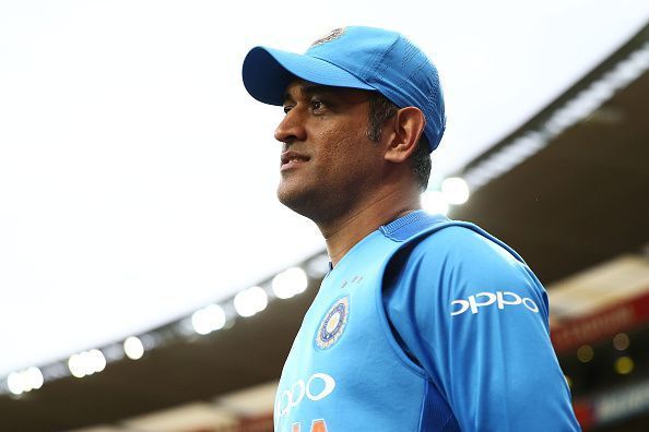 MS Dhoni before the start of the first T20 match against New Zealand.