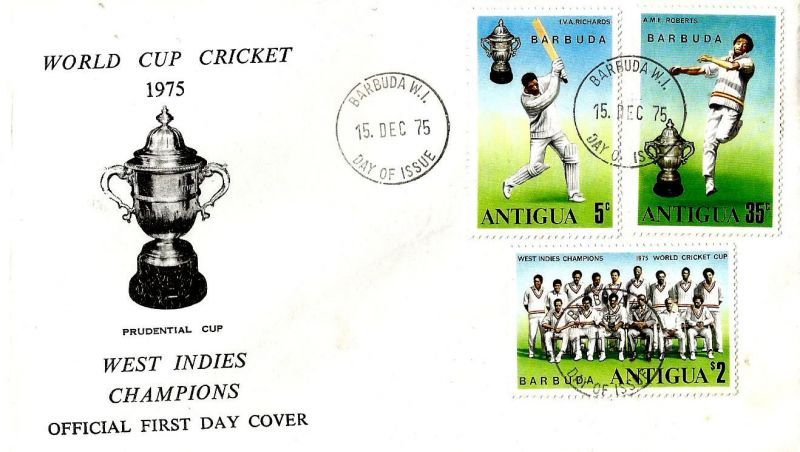 A special set of stamps released by Barbuda on West Indies' triumph