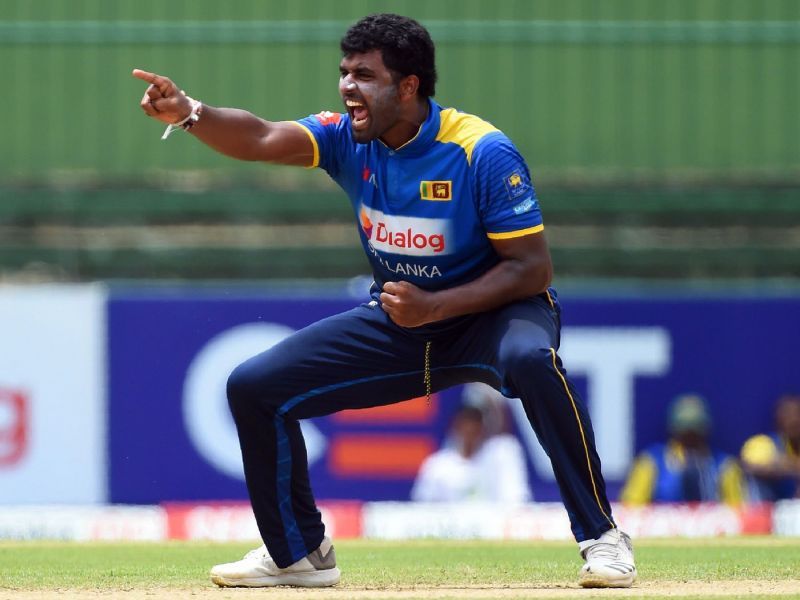 Perera appealing for a wicket