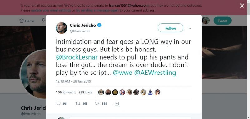 Isn't it ironic that Y2J called out Lesnar for his bloated gut?