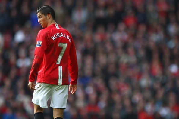 Cristiano Ronaldo playing for Manchester United