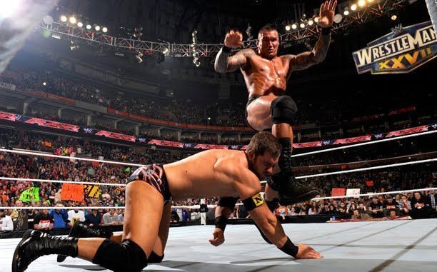 Randy Orton punts Michael McGillicutty, now Curtis Axel, before the move was banned.