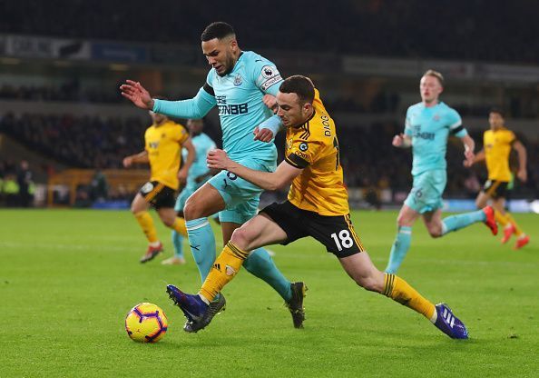 Jamaal Lascelles in action against Wolves