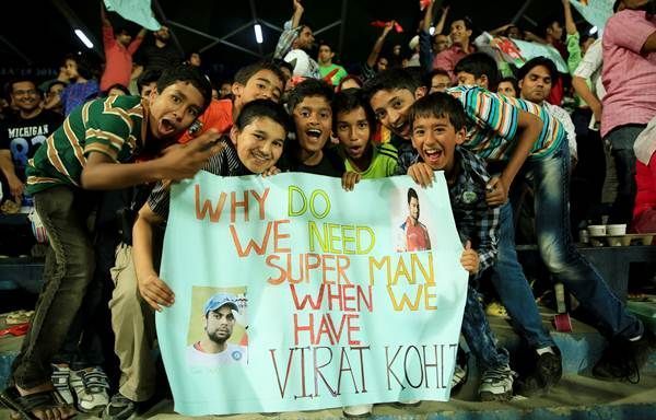 A group of young fans showing their love for Virat Kohli At 