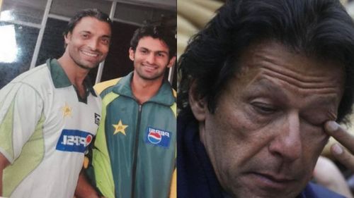 Shoaib Malik and Shoaib Akhtar (L), Imran Khan (R)