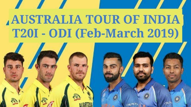 Australia will tour India for two T20I and five ODI&#039;s.