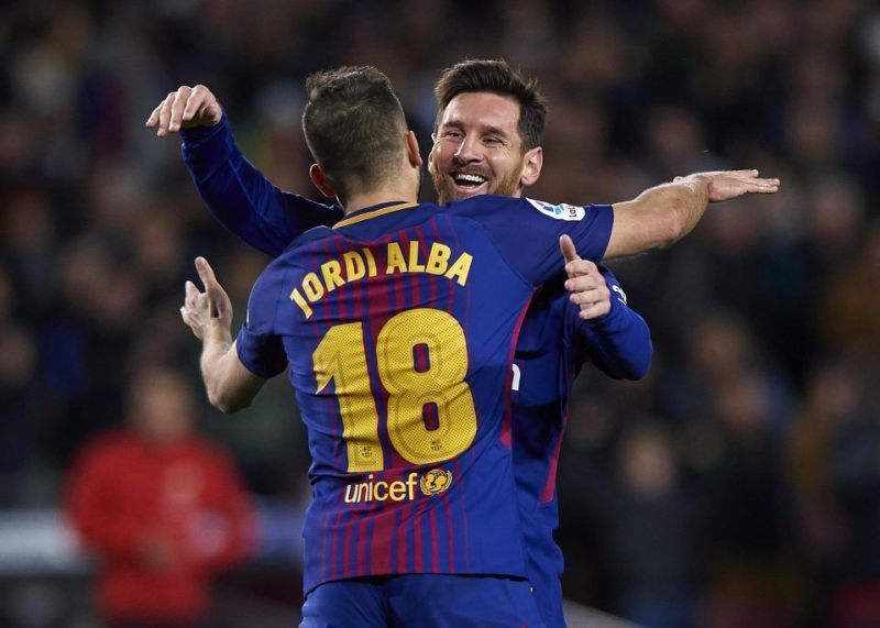 Messi always finds Alba on the left flank