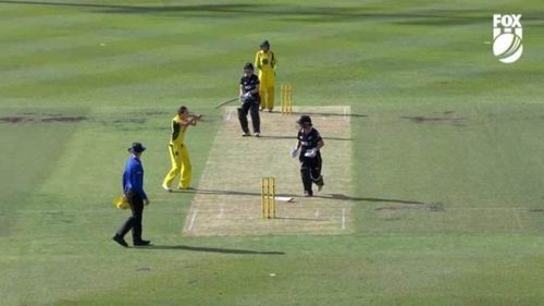 Katie Perkins from New Zealand's Women's Cricket team lost her wicket in a unique way