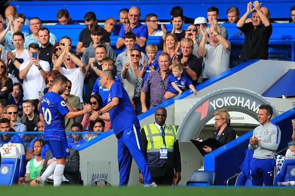 Eden Hazard and Maurizio Sarri