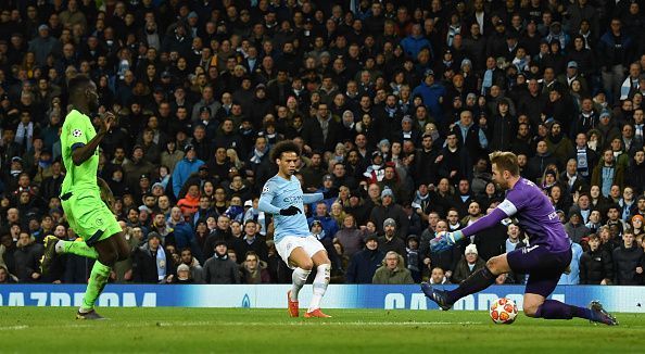 Sane was rampant against his former employers, as competitor Mahrez watched on from the bench