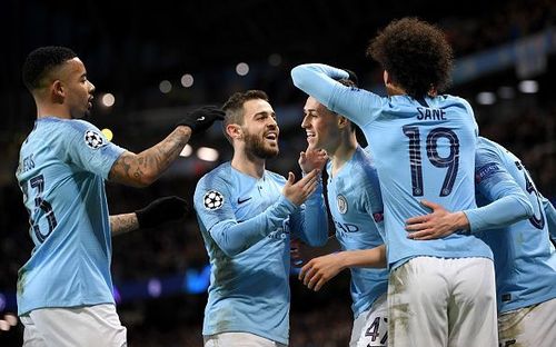 Manchester City cruised to a thumping 7-0 victory against a weak Schalke display at the Ethiad