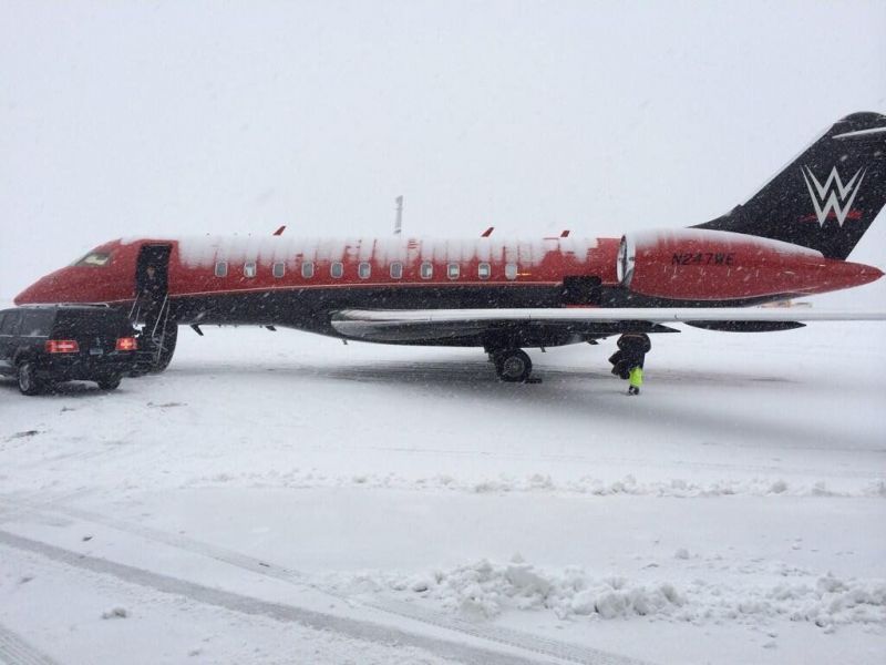 The WWE&#039;s official corporate jet was grounded due to heavy snow a few years ago.