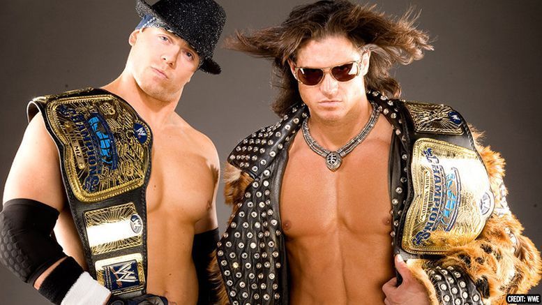 The Miz and John Morrison with the tag team titles