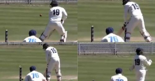 Victoria's James Pattinson couldn't believe his luck as he accidentally guided the ball back onto his own stumps in the JLT Sheffield Shield clash against NSW