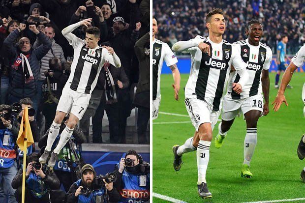 Ronaldo celebrates his goals against Atletico Madrid