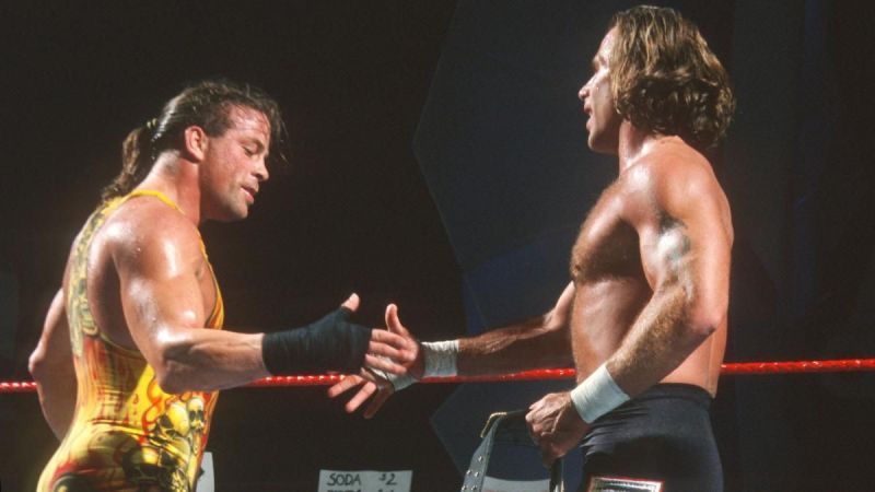Rob Van Dam congratulates Shawn Michaels on defeating him for the Intercontinental Title