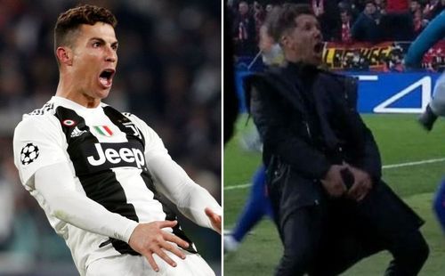 Ronaldo imitated Simeone's celebration from the first-leg at Wanda Metropolitano