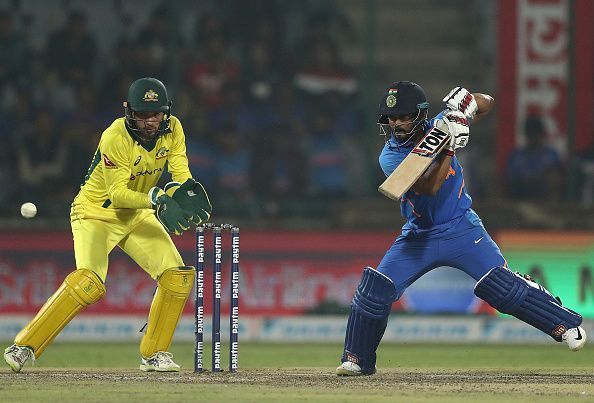 Kedar Jadhav batting India v Australia - ODI Series: Game 5